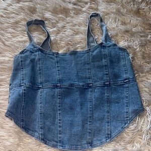 OW cropped denim corset top Medium